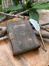 A5 Antique Triple Moon Goddess Leather Journal | 4 Stone Options