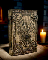 Antique 10" Large Double Dragon Leather Journal | 300 Pages