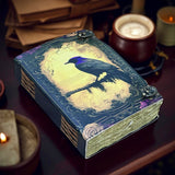 12"x8" Wiccan Crow Leather Journal | 360 Vintage Pages (New)