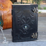 Black 10" Large Double Dragon Leather Journal | 300 Pages (Copy)