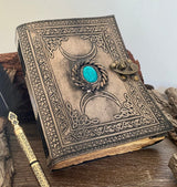 GrassLanders Leather Journal A5 Antique Triple Moon Leather Journal | 4 Stone Options