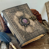 GrassLanders Leather Journal A5 Antique Triple Moon Leather Journal | 4 Stone Options