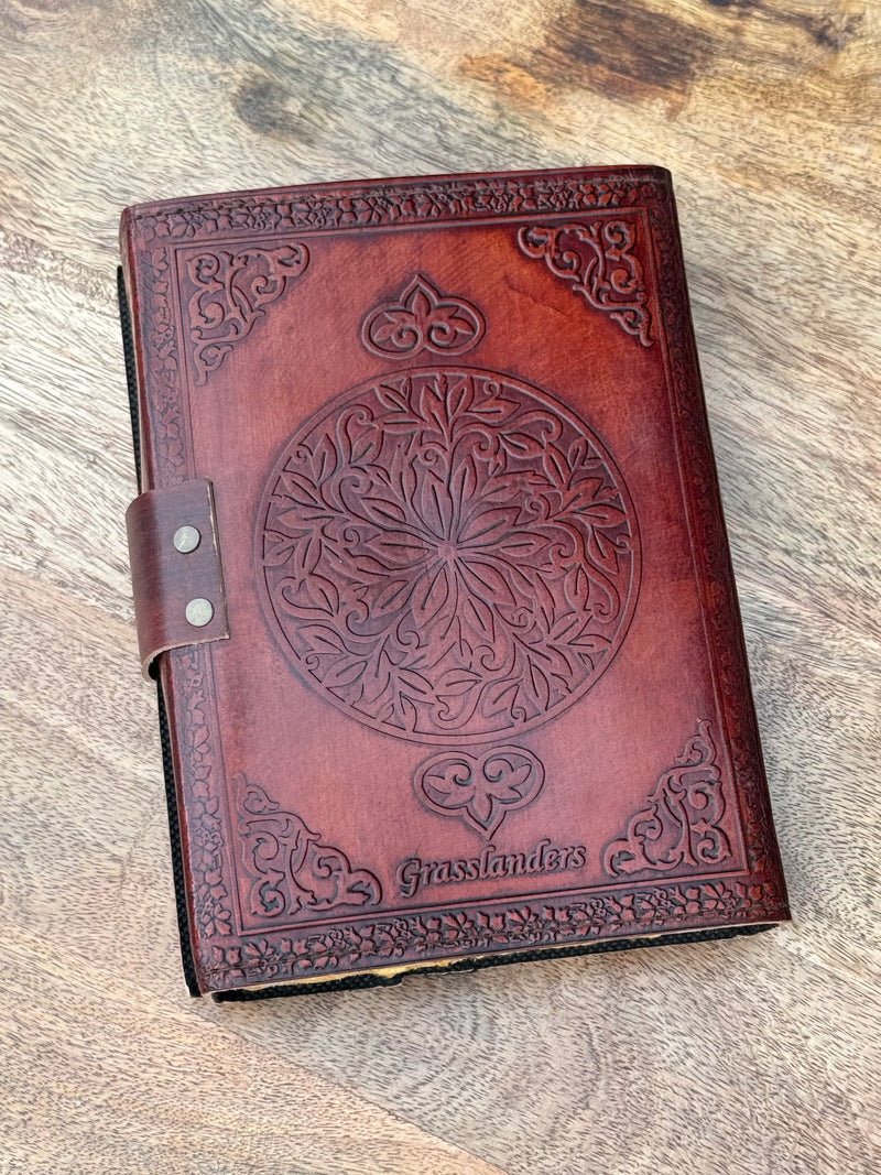 Brown Triple Moon Leather Journal | 5 Stone Choices