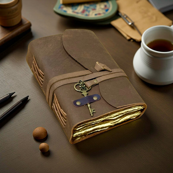 A5 Key Leather Journal | 240 Antique Pages