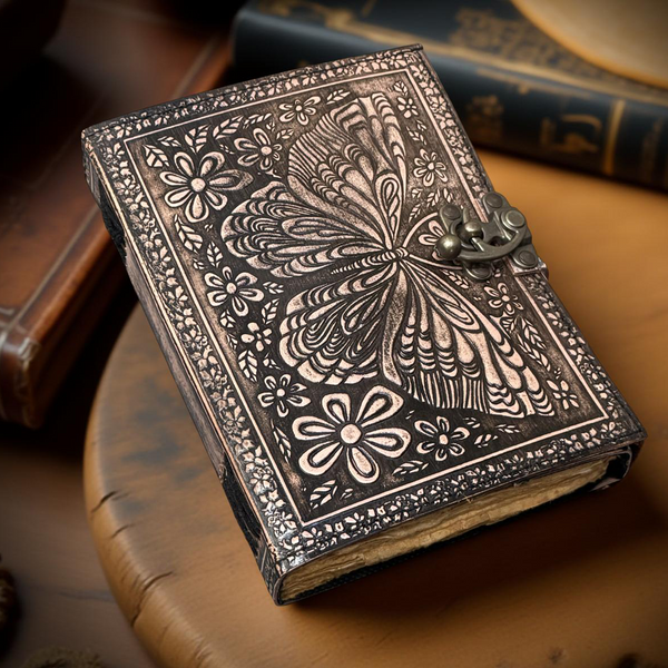 A5 Butterfly Leather Journal / 220 Pages