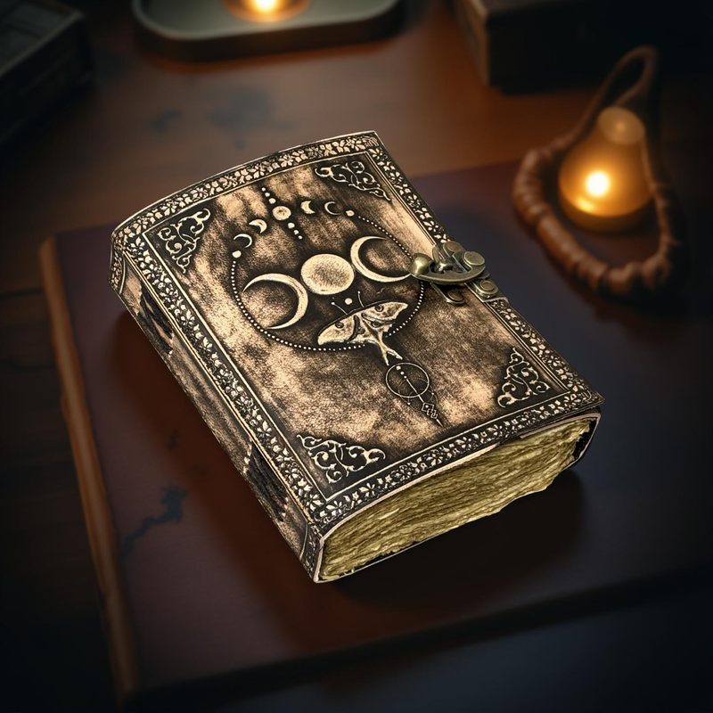 A5 Luna Moth Triple Moon Leather Journal