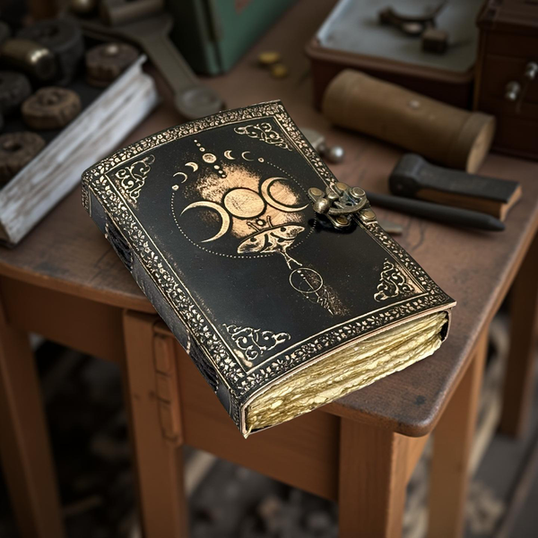 A5 Luna Moth Triple Moon Leather Journal