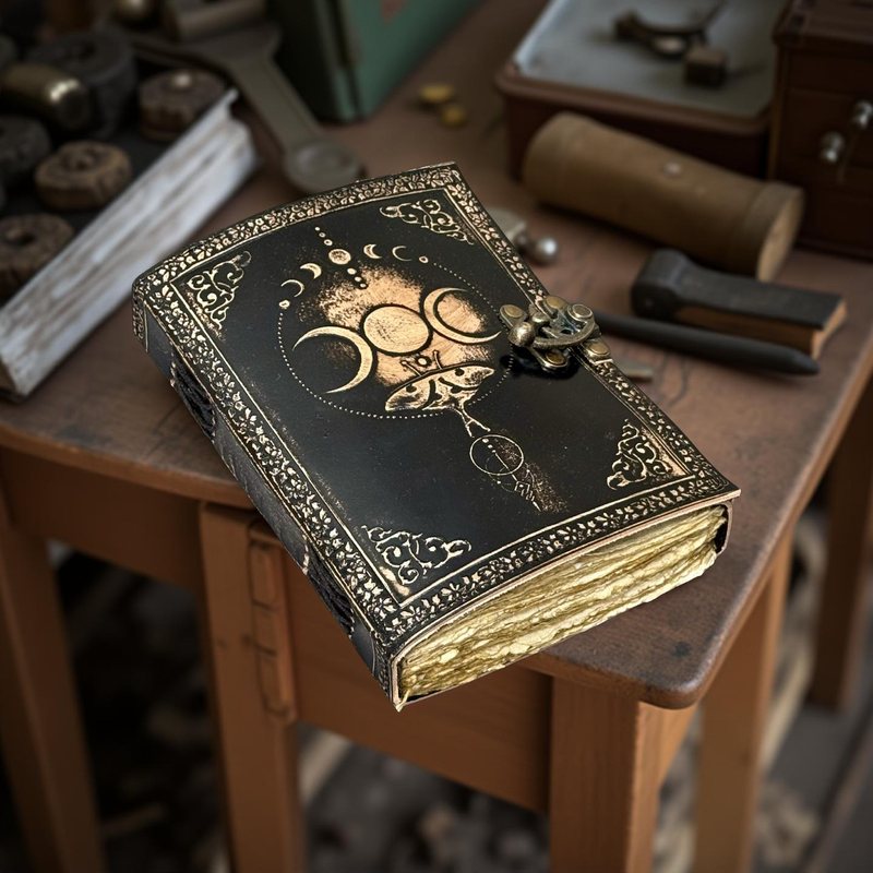 A5 Luna Moth Triple Moon Leather Journal