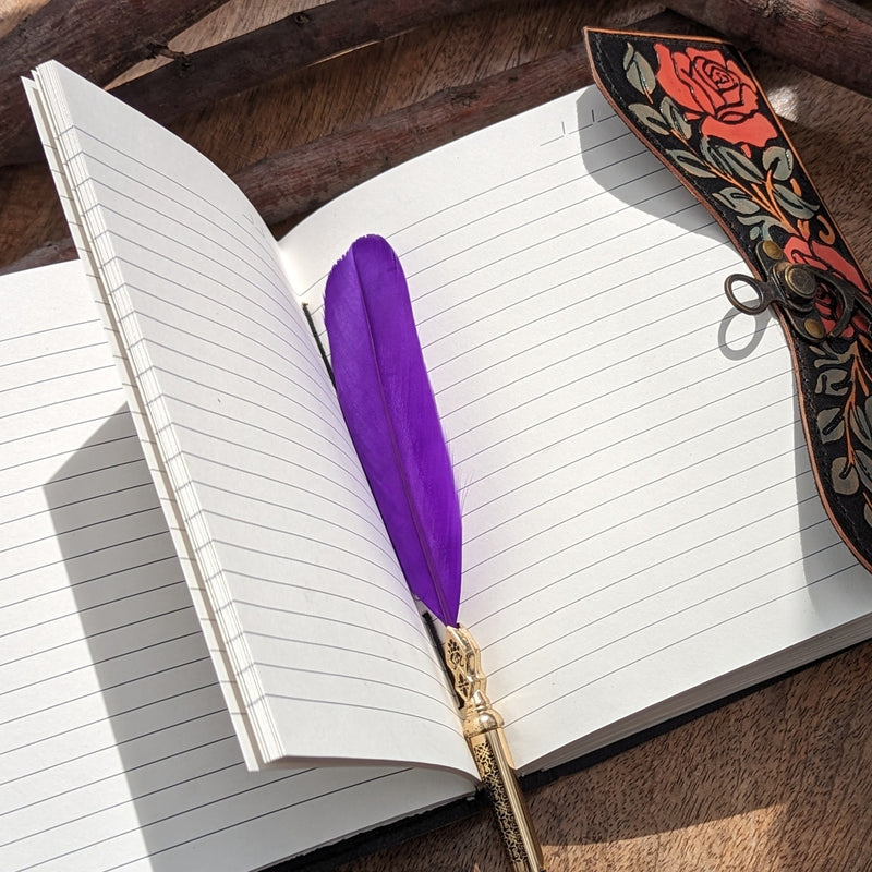 Rose and Leaves A5 Leather Journal | 4 Stone Options