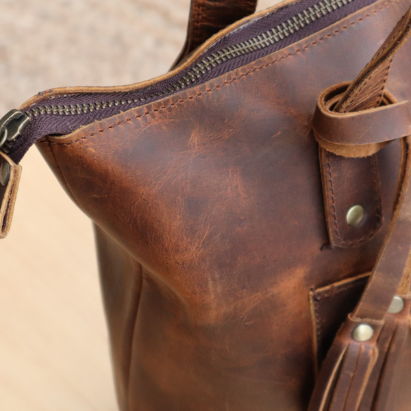 Personalised Leather Tote Bag | 16" Large Size  | Spacious & Durable | Full Grain Buffalo Leather