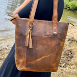 Personalised Leather Tote Bag | 16" Large Size  | Spacious & Durable | Full Grain Buffalo Leather