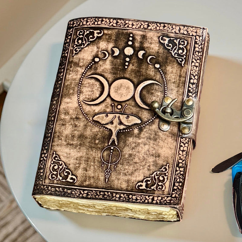 A5 Luna Moth Triple Moon Leather Journal